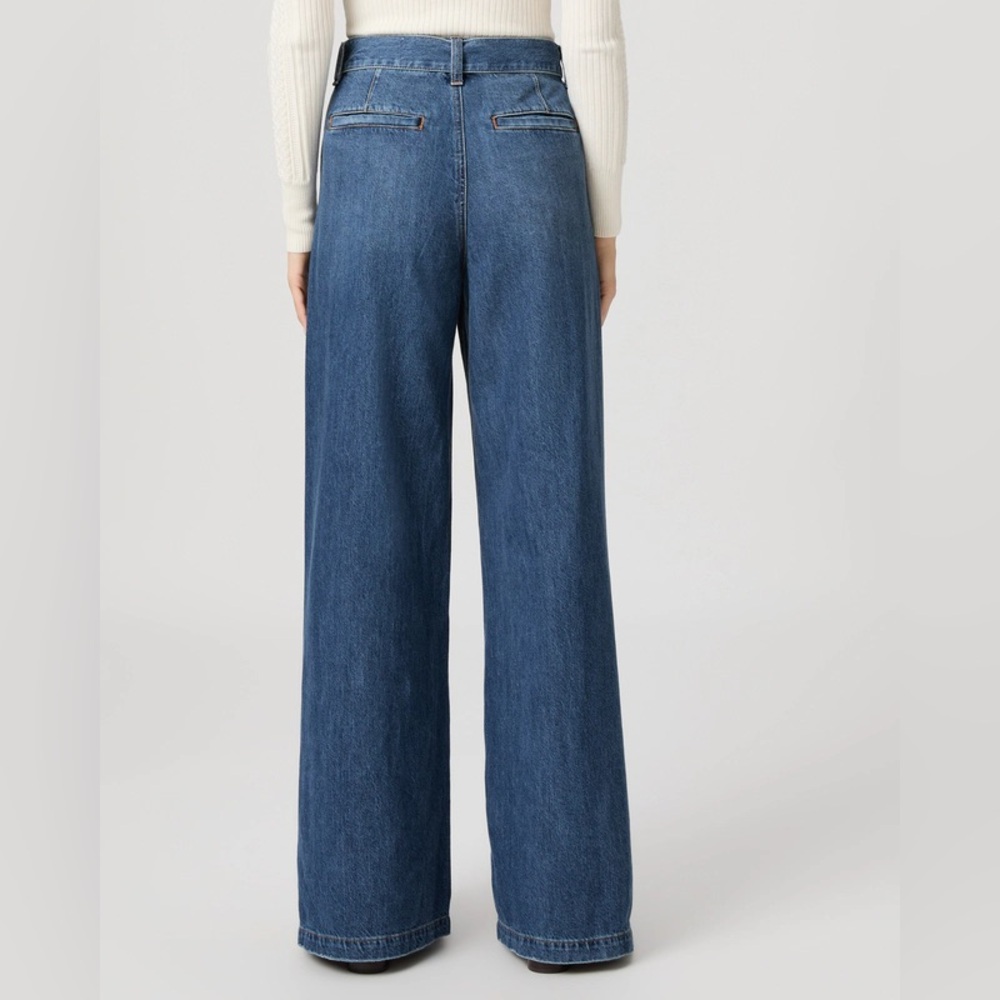 Paige Cameron Wide Leg Jeans With Tortoise Belt Color Altitude Womens Size 25 - Picture 3 of 7